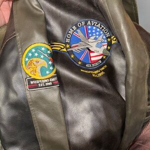 Aviation Themed Leather Jacket with Patches